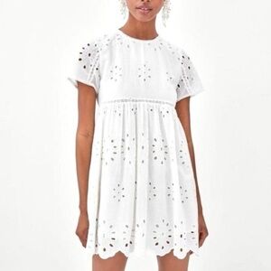 ZARA Eyelet Short Sleeve Romper Dress